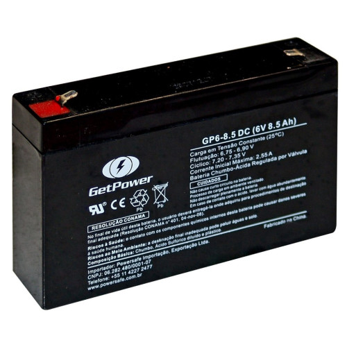 Bateria Estacionária VRLA ( AGM ) GetPower 6V – 8,5Ah